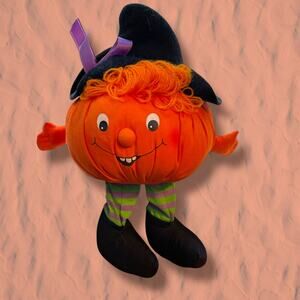 Hallmark Pumpkin Bean Bag Halloween Jack O Lantern Decor Shelf Sitter 1982 VTG